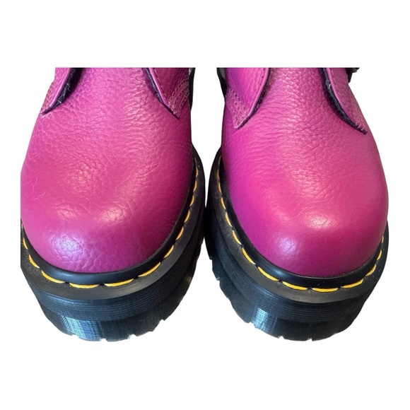 Dr. Martens Pink Devon Heart Boots Fuschia Milled Leather Quad Retro Women's 10 - Picture 10 of 13